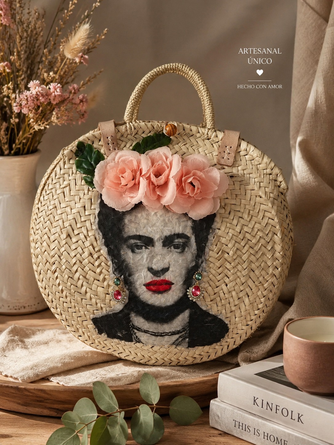 Cesta de mimbre artesanal