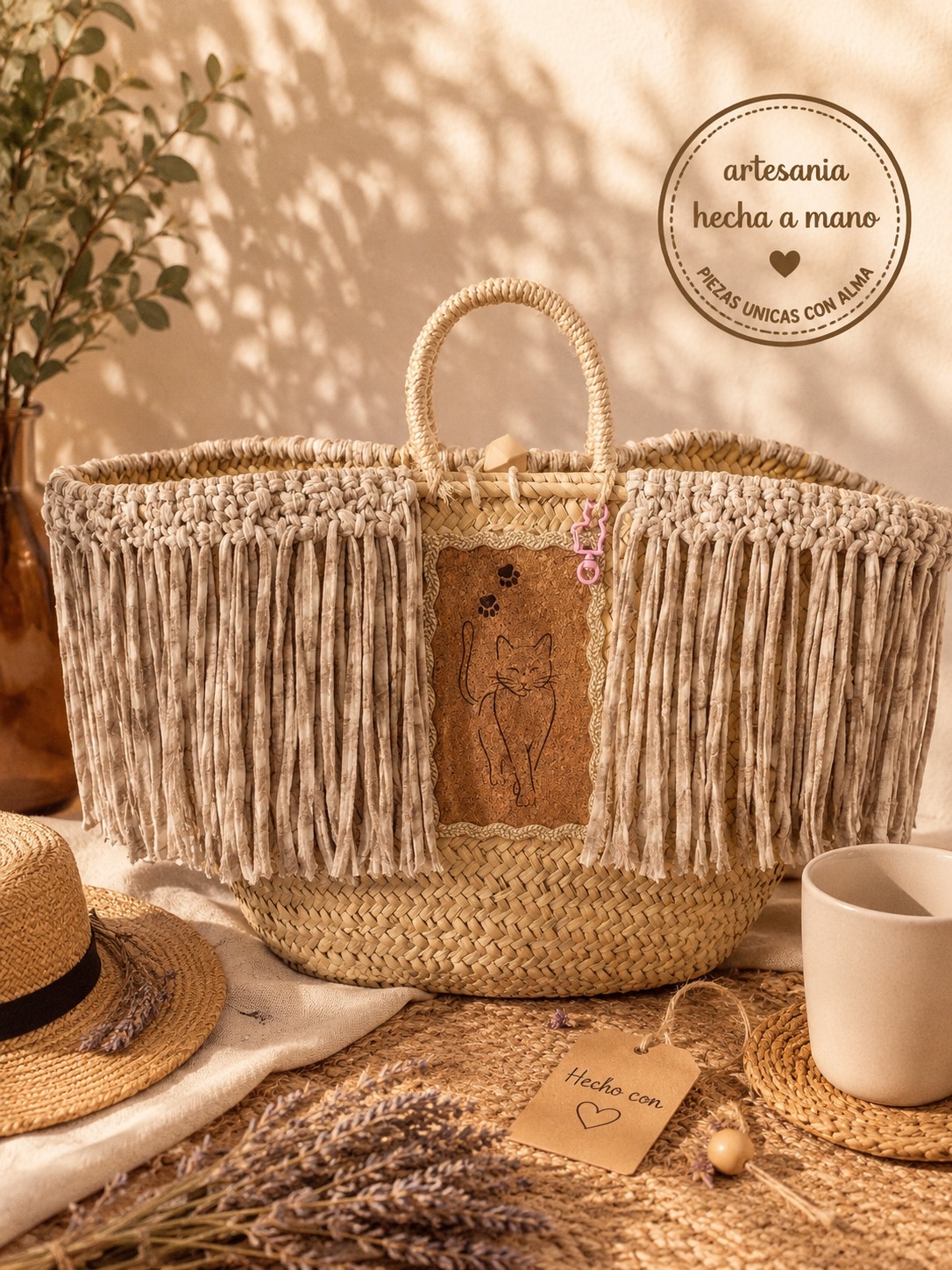 Cesta de mimbre artesanal